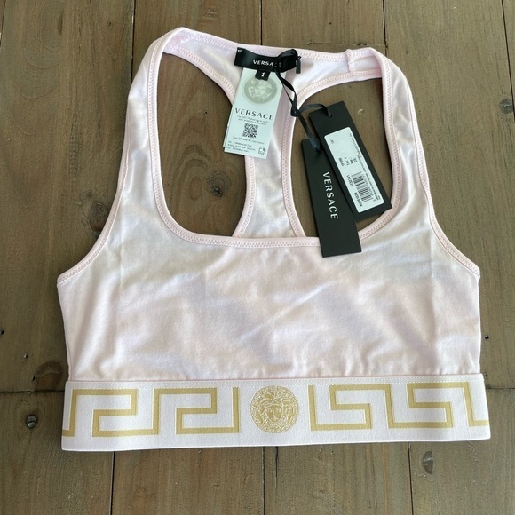 Versace Greca Border bralette and panties in light pink SET NWT - Picture 9 of 12